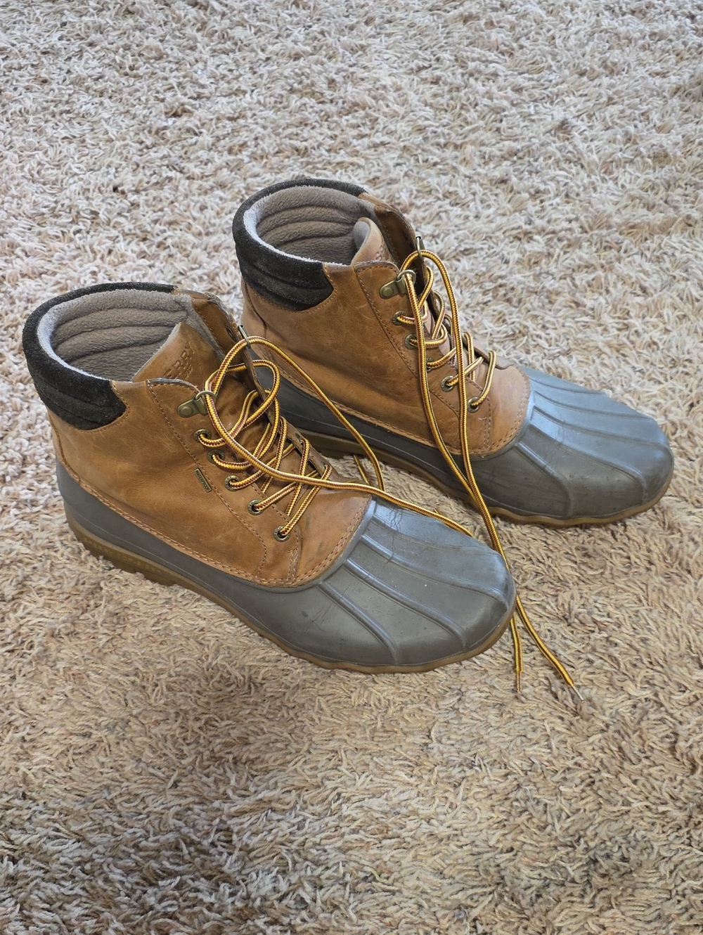 Sperry Brown Leather and Gray Rubber Duck Boots